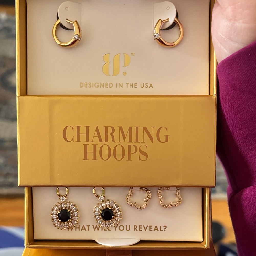 BP Gold and Black Charming Hoops Earrings